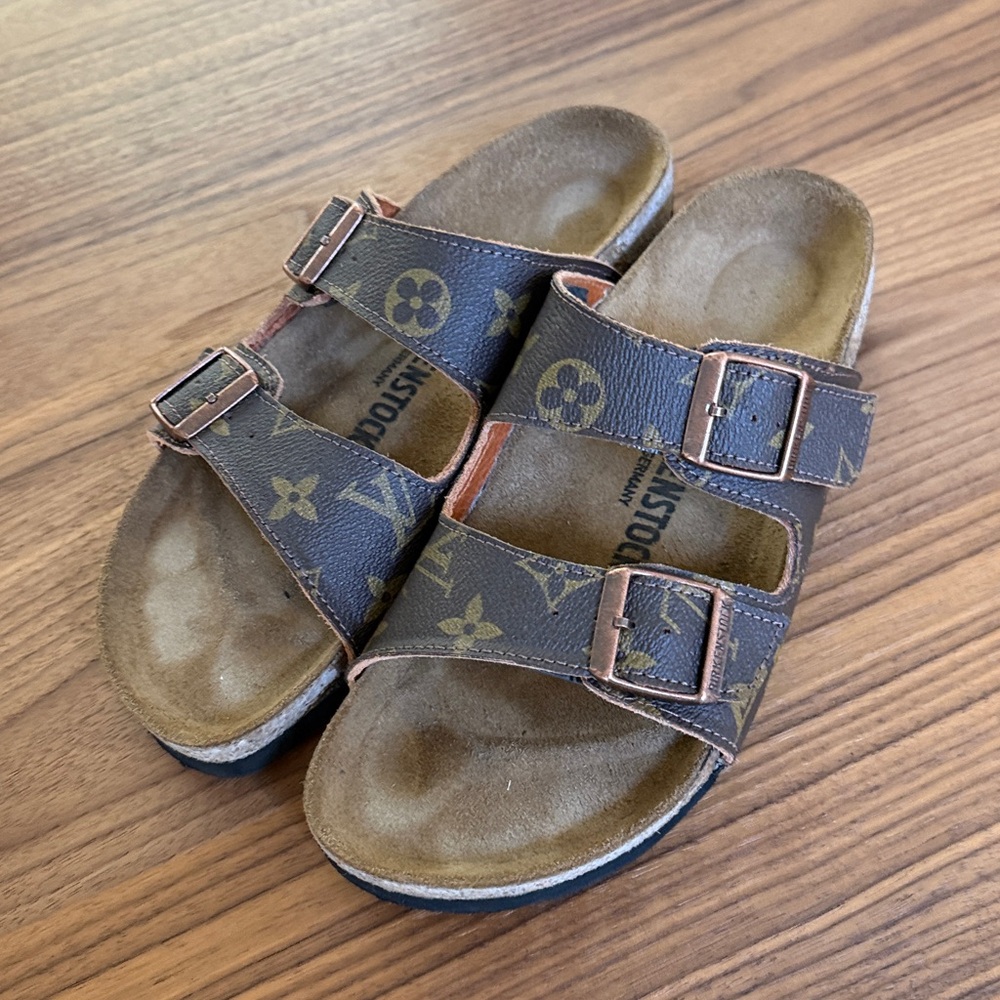 Louis Vuitton Monogram Double Strap Sandals - custom